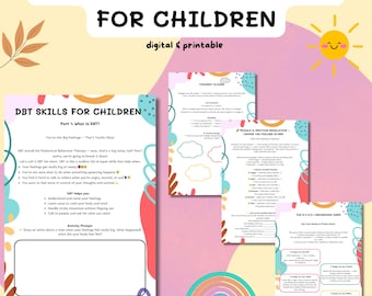 DBT Skills Workbook for Children, Adolescent DBT Tools, Neurodivergent Friendly DBT Skills, dbt for kids, emotional regulation,coping skills