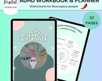 Planificador digital para el TDAH, Planificador neurodivergente, Regulación emocional, Cuaderno de ejercicios para el TDAH, Herramientas terapéuticas, Hojas de trabajo terapéuticas, Habilidades de afrontamiento
