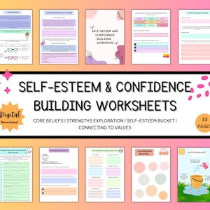 Self Esteem Worksheets, Therapy Resources, Social Psychology, Self Care Journal, Therapy Worksheets, CBT Worksheets, Confidence Worksheets
