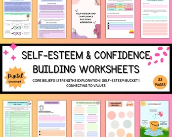 Self Esteem Worksheets, Therapy Resources, Social Psychology, Self Care Journal, Therapy Worksheets, CBT Worksheets, Confidence Worksheets