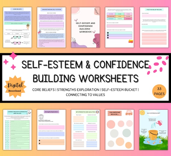 Self Esteem Worksheets, Therapy Resources, Social Psychology, Self Care Journal, Therapy Worksheets, CBT Worksheets, Confidence Worksheets