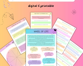 Hoja de trabajo de la Rueda de la Vida, Superación personal, Herramientas de coaching de vida, Hoja de trabajo sobre la depresión, Superación personal, Crecimiento personal, Mentalidad de crecimiento