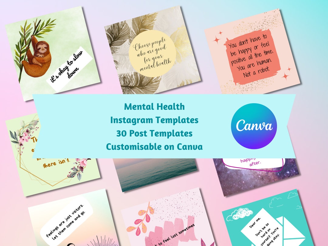 30 Mental Health Instagram Templates / Instagram Templates for ...