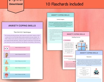 Anxiety Coping Skill Flashcard, Therapy Worksheet, Anxiety Relief, DBT coping skills, Calm Down Corner, Coping Strategy Cards, Psychology