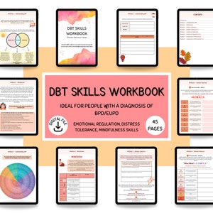 DBT Therapy Worksheets, DBT Skills, counselling resources, therapy tools, bpd borderline, dbt workbook, coping skills, dbt flash cards