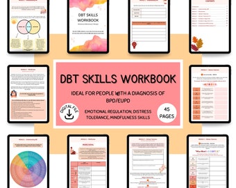 DBT Therapy Worksheets, DBT Skills, counselling resources, therapy tools, bpd borderline, dbt workbook, coping skills, dbt flash cards