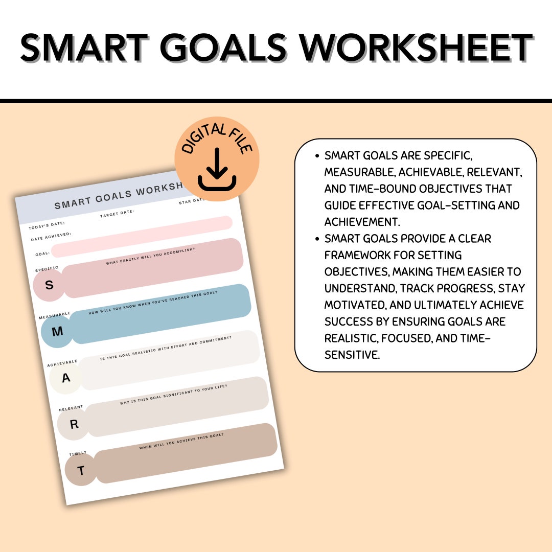 Goal Setting Worksheet / SMART Goals / Goal Planner / Goal Tracker ...