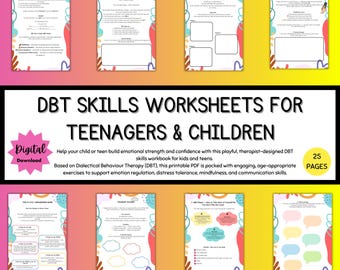 DBT Workbook for Kids, DBT Skills for teenagers and children, dbt tools, emotional regulation, distress tolerance, coping skills,dbt therapy