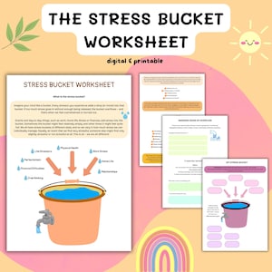 Stress Bucket Worksheet, Stress bucket information sheet, Understanding stress, Stress Management, Therapy worksheet, Coping Skills