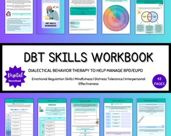 DBT Therapy Worksheets, School Counselor, Emotional Regulation, DBT bundle, dbt workbook, BPD Resources, Coping Skills, therapy worksheets