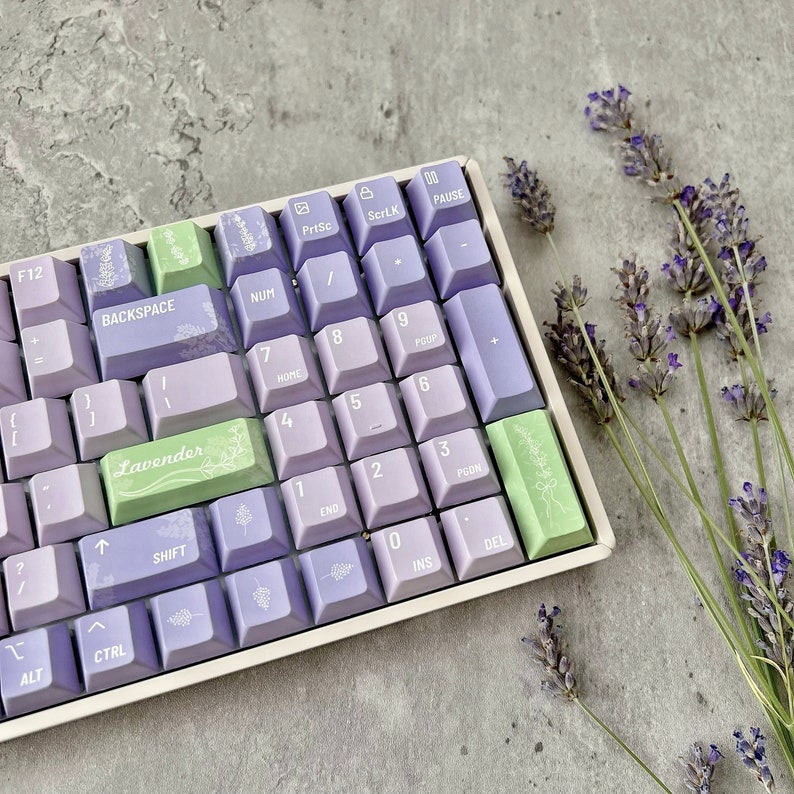 Lavender Keycap Set Cherry Profile Coiled Cable Option PBT Etsy