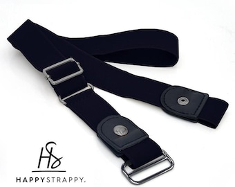 HappyStrappy. Originele Elastische Riem zonder Gesp - Gespvrije Riem - Elastische tailleriem voor Dames en Heren - Zwart