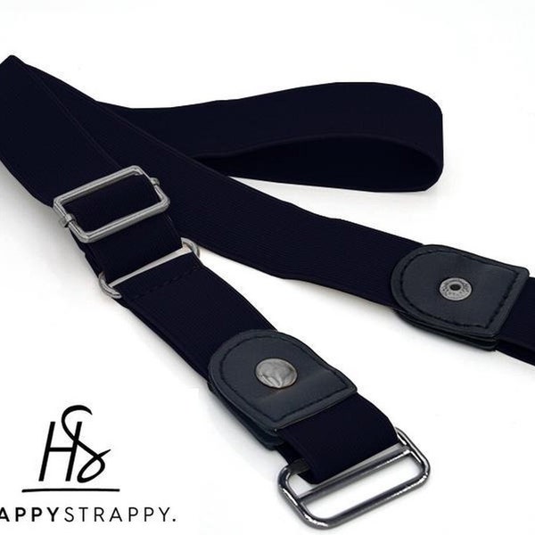 HappyStrappy. Original Elastic Belt without Buckle - Buckle-Free Belt - Elastic Waist Belt for Women and Men - Black