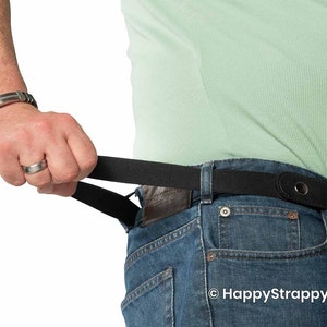 HappyStrappy. Original elastischer Gürtel ohne Schnalle Schnallenfreier Gürtel Elastischer Hüftgurt für Damen und Herren Schwarz Bild 2