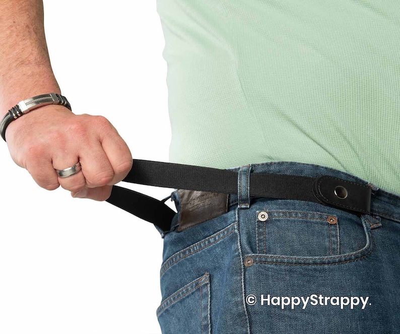 HappyStrappy. Original Elastic Belt without Buckle Buckle-Free Belt Elastic Waist Belt for Women and Men Black image 2