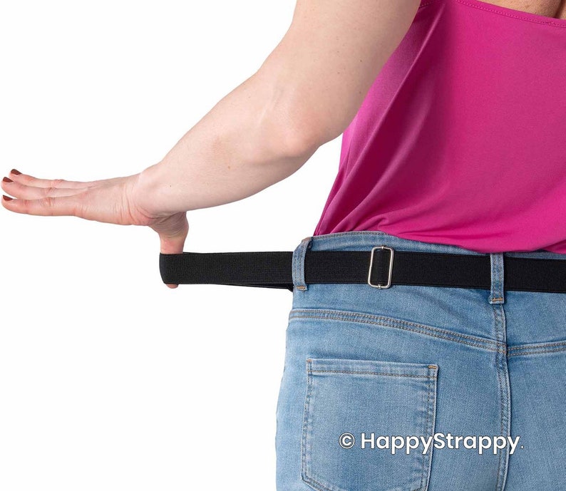 HappyStrappy. Original elastischer Gürtel ohne Schnalle Schnallenfreier Gürtel Elastischer Hüftgurt für Damen und Herren Schwarz Bild 9