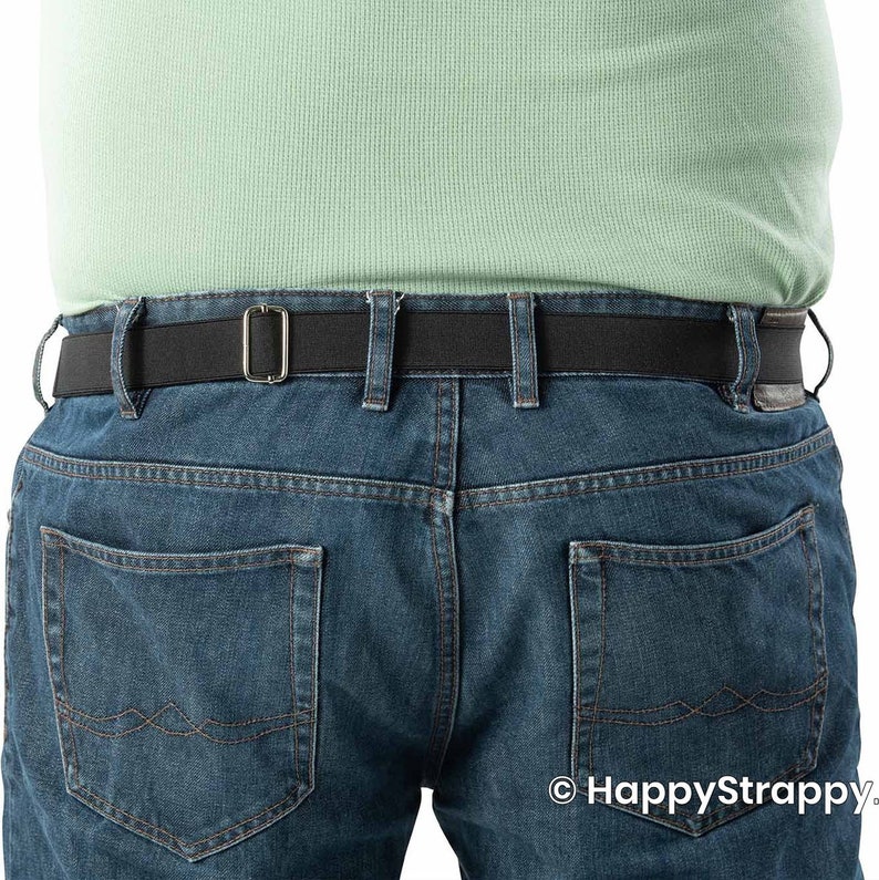 HappyStrappy. Original elastischer Gürtel ohne Schnalle Schnallenfreier Gürtel Elastischer Hüftgurt für Damen und Herren Schwarz Bild 8