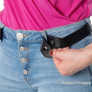 HappyStrappy. Original Elastic Belt without Buckle Buckle-Free Belt Elastic Waist Belt for Women and Men Black image 3