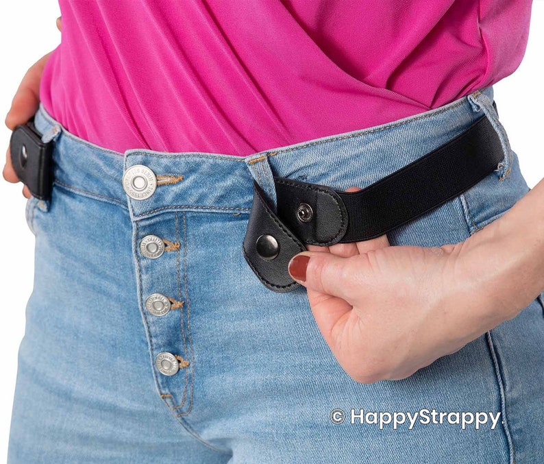 HappyStrappy. Original Elastic Belt without Buckle Buckle-Free Belt Elastic Waist Belt for Women and Men Black image 3