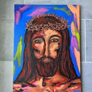 Jesus Christ Painting by Ashley Marie Smith 24x18, Faith painting, original artwork, hand painted, bible, custom art, Christian Art