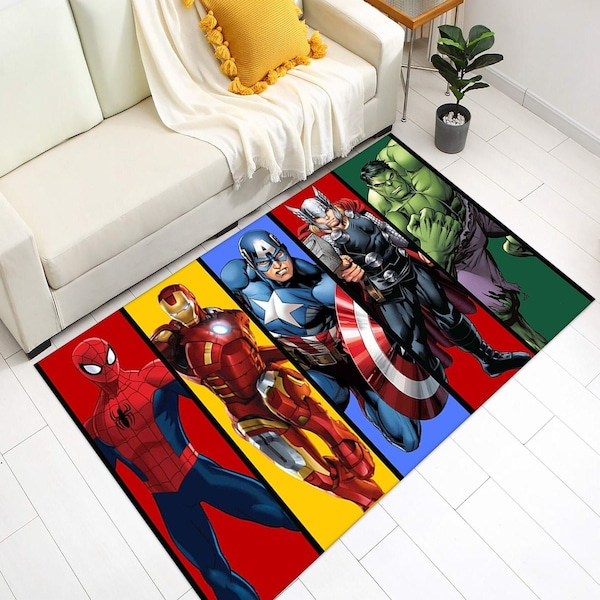 Superhéroe, Alfombra de superhéroe, Alfombra con patrón de Hulk, Alfombra de Spiderman, Alfombra de habitación para niños, Alfombra de habitación para adolescentes, Alfombra temática, Alfombra de regalo, Alfombra rectangular, Regalo único