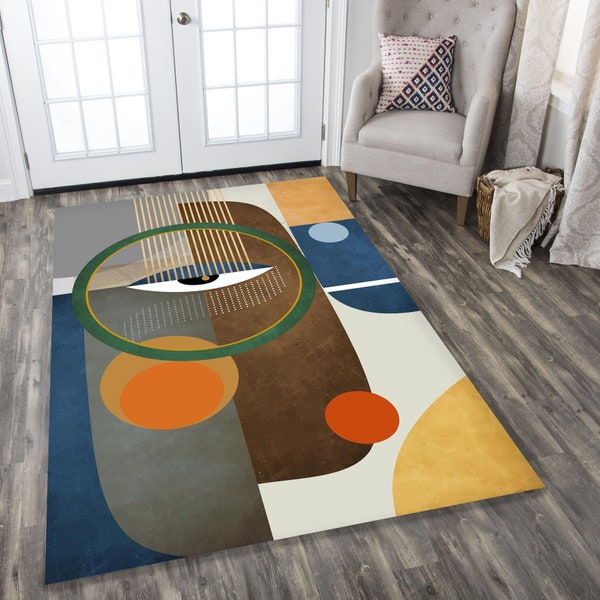 Mid Century Rug,Modern Carpet, Mid Century Modern Rug, Modern Art Rug, Art Rug, Abstract Rug,For Living Room, Gift For Him Her, Office Rug,