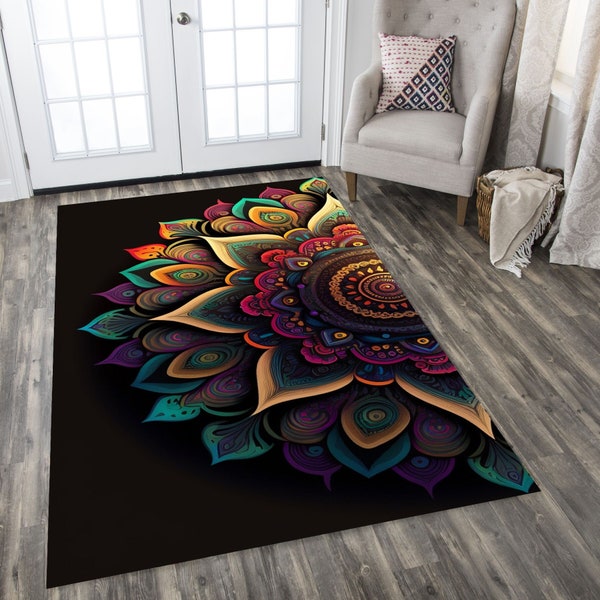 Mandala Rug, Mandala Pattern Rug, Floral Mandala Design Rug, Colorful Mandala Rug, Mandala Pattern, Area Rug, Popular Rug, Living Room,