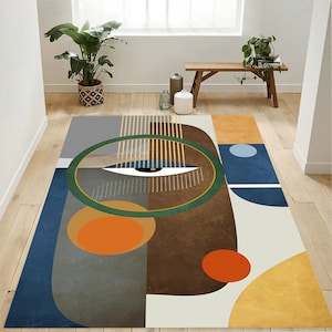 Mid Century Rug, Mid Century Modern Rug, Abstract Rug, Geometric Shaped Rug, Mid Century Carpet, Modern Design Rug, Abstract Area Rug