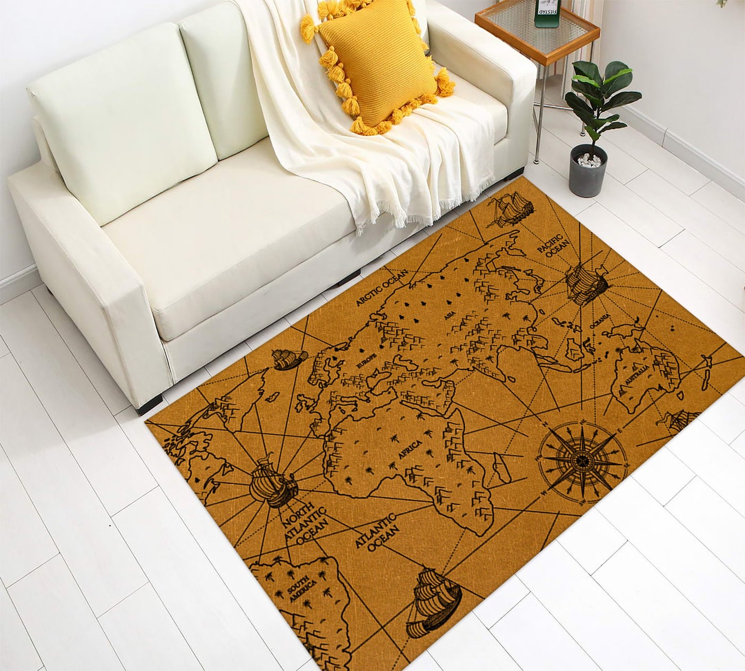 World Map, World Map Pattern Rug, Map Rug, Gift for Her, Custom Rug