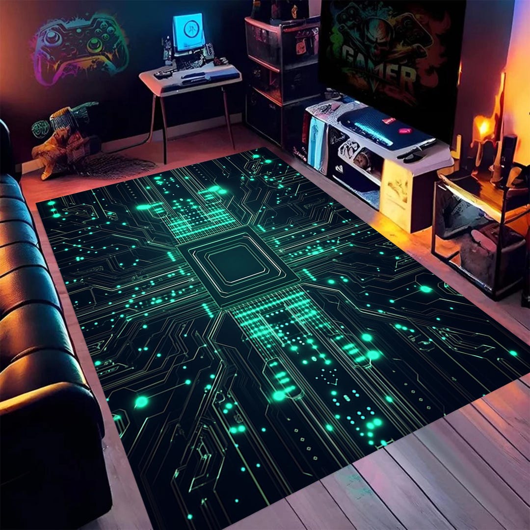 Pcb Rug Electronic Circuit Board Rug: Abstract Gaming Room Decor - Etsy