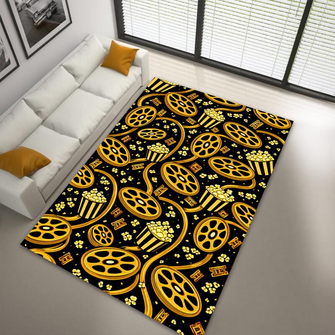 First Popcorn Machine Rug Popcorn Movie Room Rug, Cinema Theme - Etsy