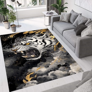 Tiger Rug, Tiger Area Rug, Animal Themed Rug, Big Cat Rug, Tiger Decor Rug, Tiger Patterned Rug, Tiger Carpet, Animal Decor, Cool Rug