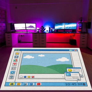 Retro computerbureaublad: vintage Windows-stijl, computerinterface uit de jaren 90, nostalgisch pc-scherm