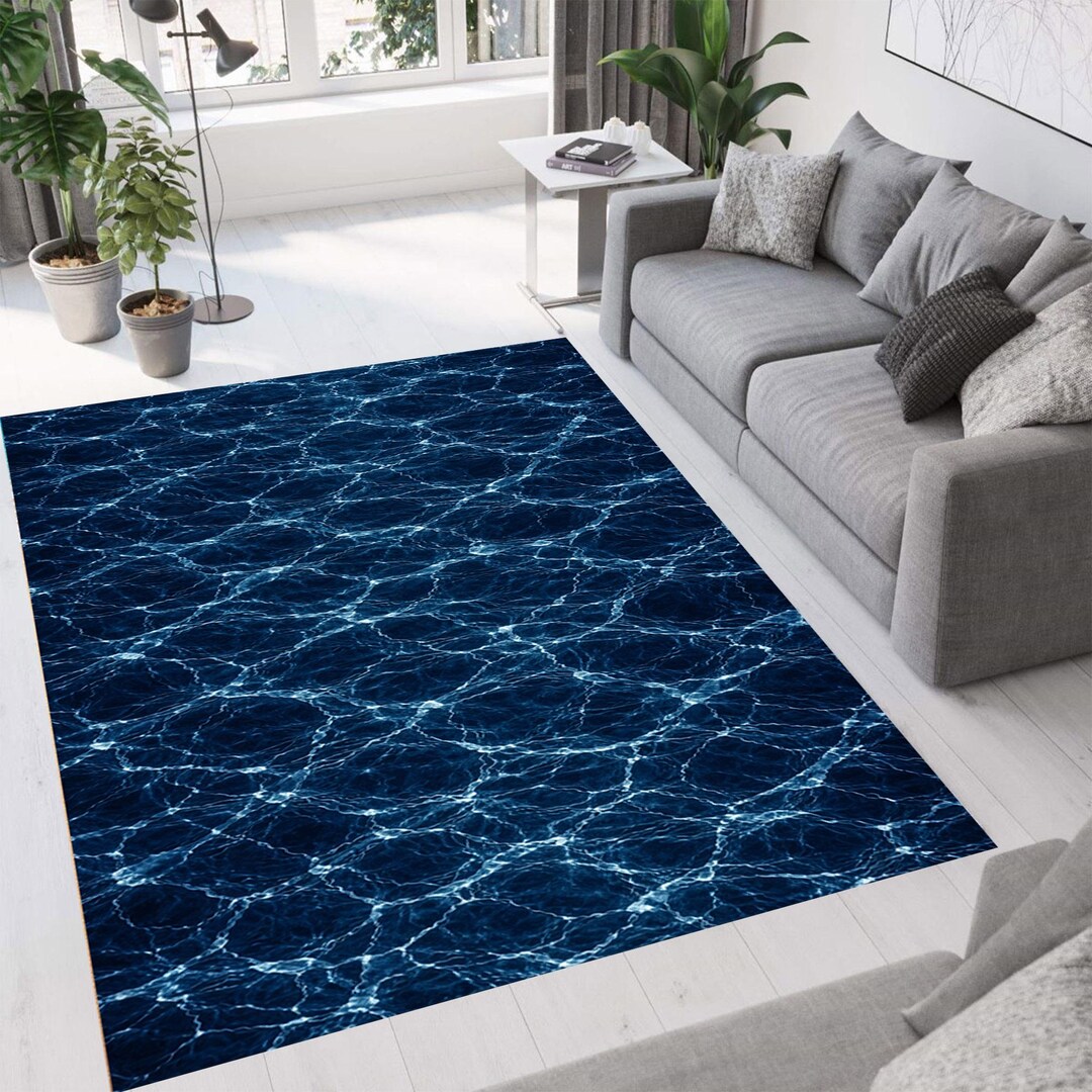 Water Print Rug Blue Water Rug: Ocean Wave, Pool Water Effect, Sea View, Summer Desing ...