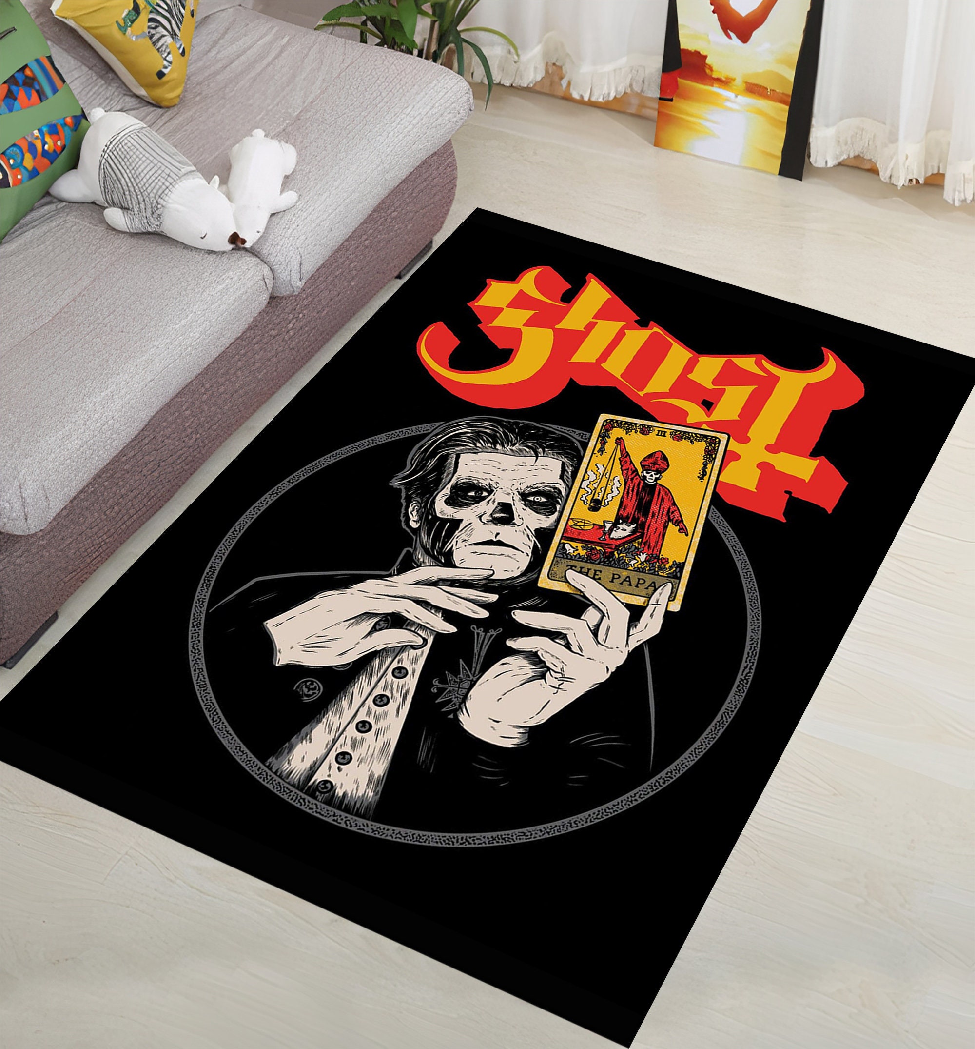 Discover Ghost Music Band, Ghost Rug, Heavy Metal Rug, Rock Music Rug, Music Rug, Musician Decor, Skull Rug, Priest Rug, Musical Rug,Living Room Rug
