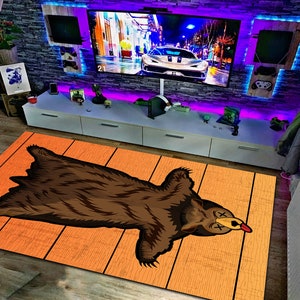 Bear Skin Look Rug, Orange Rug, Bearskin Rug, Animal Rug, Bear Rug, , Area Rug, Cool Rug, For Living Room, Gift For Him, Modern Rug