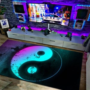 Yin Yang Rug, Neon Yin Yang Rug, YingYang Rug,Neon Rug,Colorful Rug,Neon Pattern Rug,Neon Rugs,Hobby Room Rug,Decorative Neon Rug,Office Rug