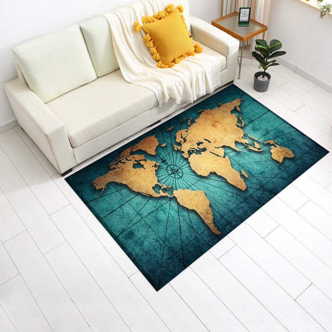 World Map, World Map Pattern Rug, Map Rug, Gift for Her, Custom Rug