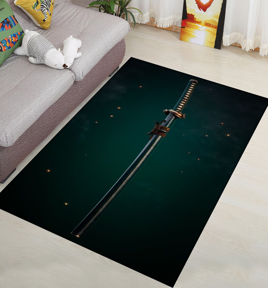 Samurai Sword Rug, Katana Rug, Fighter Rug, Old Age Rug, Kids Room Rug ...