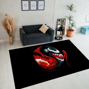 Spider Man Rug, Spiderman Rug, Spider Man And Venom Rug, Spider Man Yin Yang Rug, Yin Yang Rug, YingYang Rug,Super Hero Ying Yang,Office Rug