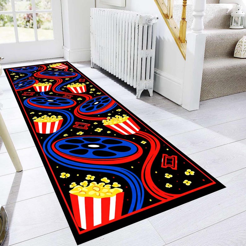 Popcorn Math Runner Rugs Popcorn Movie Room Rug, Cinema Theme Runner - Etsy