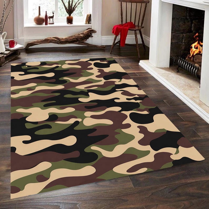 Camo Round Rug Camouflage Rug: Military Camo, Modern Army Style - Etsy