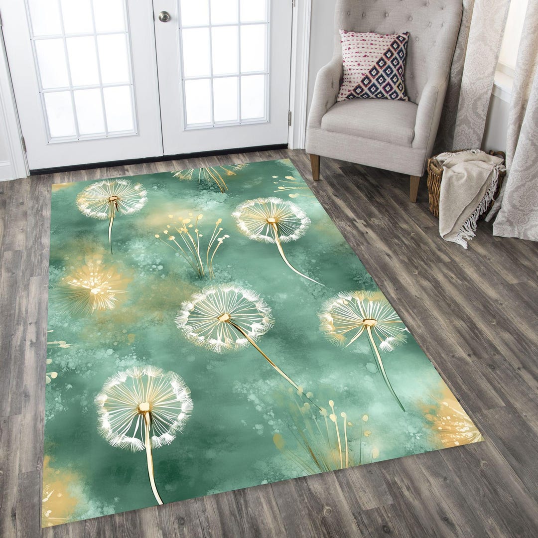 Dandelion Rug, Dandelion Area Rug, Modern Design Rug, Dandelion Themed ...