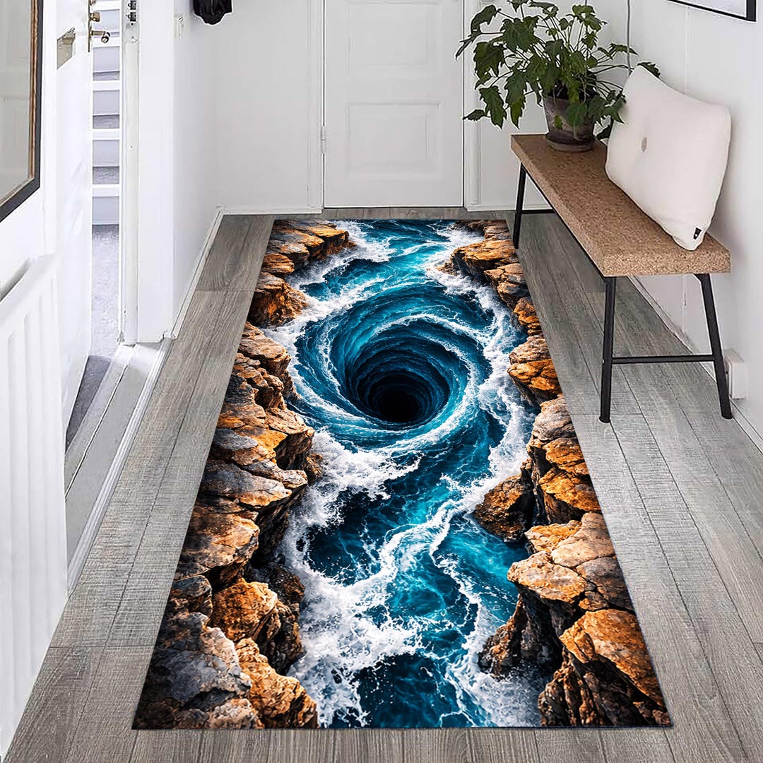 Water Print Rug Water Vortex Rug: Ocean Whirlpool,blue Swirl Water,hypnotic - Etsy