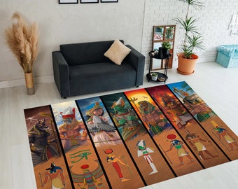Ancient Egyptian Rug, Ancient Egyptian Mythology, Egypt Rug, Egyptian Goddess Anubis Rug, Bastet Rug, Osiris Rug, Sebek Rug, Thoth Rug,