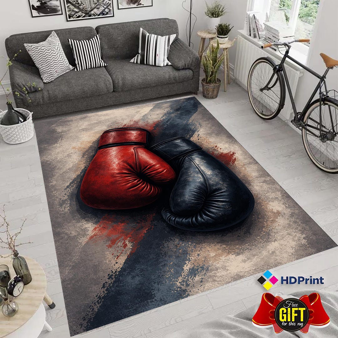 Boxing Gloves Rug: Red and Black Fighting Theme - Etsy