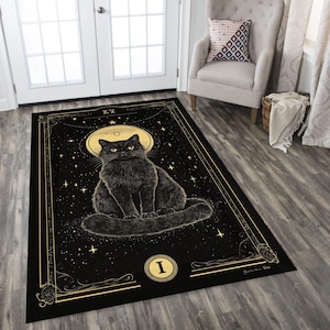 Tapis de tarot, tapis de chat, tapis de conception de cartes de tarot, tapis de chat noir, tapis de style gothique, tapis à motifs de chat, tapis de conception de chat, décoration de chat, tapis de chat