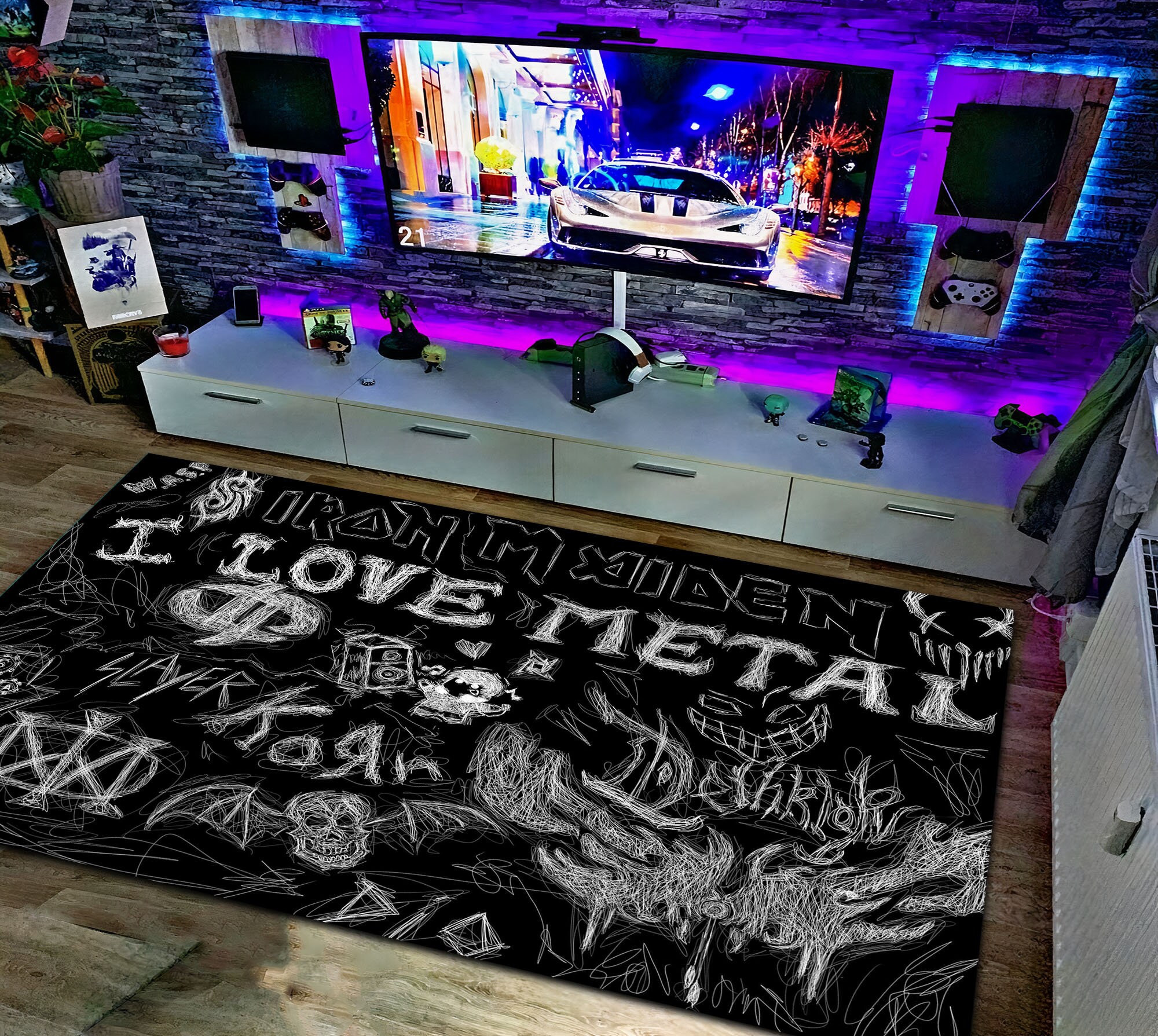 Rock Rug, Heavy Metal Rug, Rock N Roll Decor, Modern Rug, Boys Room Rug ...