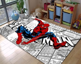 Custom Rug,Salon Decor Rug,Kids Room Rug,Non-Slip Rug,Cartoon Rug,Spiderman Rug,Movie Rug,Cool Rug,Spider Rug,Spider Web Rug