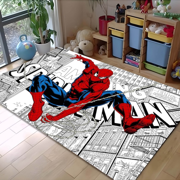 Custom Rug,Salon Decor Rug,Kids Room Rug,Non-Slip Rug,Cartoon Rug,Spiderman Rug,Movie Rug,Cool Rug,Spider Rug,Spider Web Rug